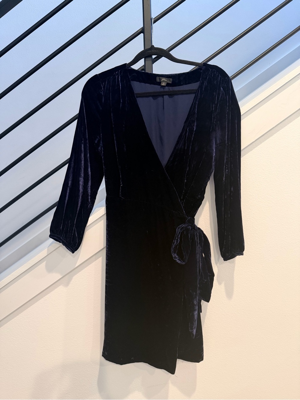 J. Crew Velvet Wrap Dress in Navy